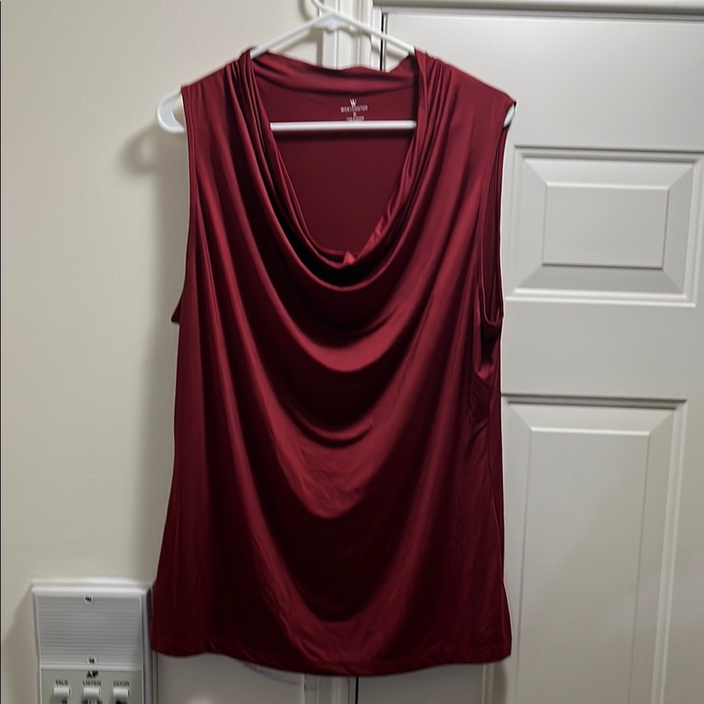 Worthington Red Draped Sleeveless Tank Top